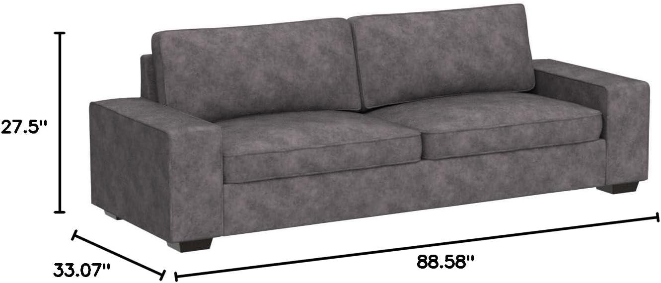 LEISLAND 88.58" Modern Sofas Couches for Living Room, Chenille Deep Seat Sofas & couches with Metal, Removable Low-Back Sofa Cushion and Detachable Sofa Cover/Easy to Install(Dark Grey) - Image 2