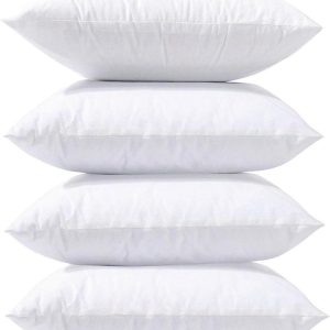 Phantoscope Pillow Inserts, Hypoallergenic 100% Virgin Fiber Square Form Microfiber Throw Pillow Inserts, Couch Bed Pillows 45x45 cm, 18x18 Inch (Pack of 4)
